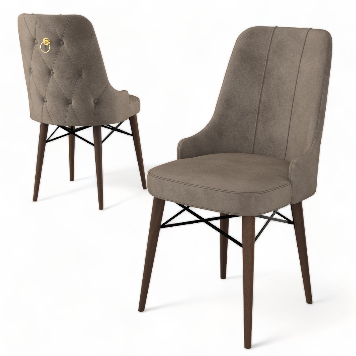 Set of 4 Pare Upholstered Dining Chairs in Cappuccino and Brown – product image 3