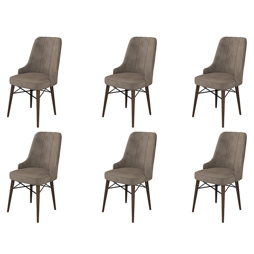 Set of 6 Pare Upholstered Dining Chairs in Cappuccino and Brown – product image 1