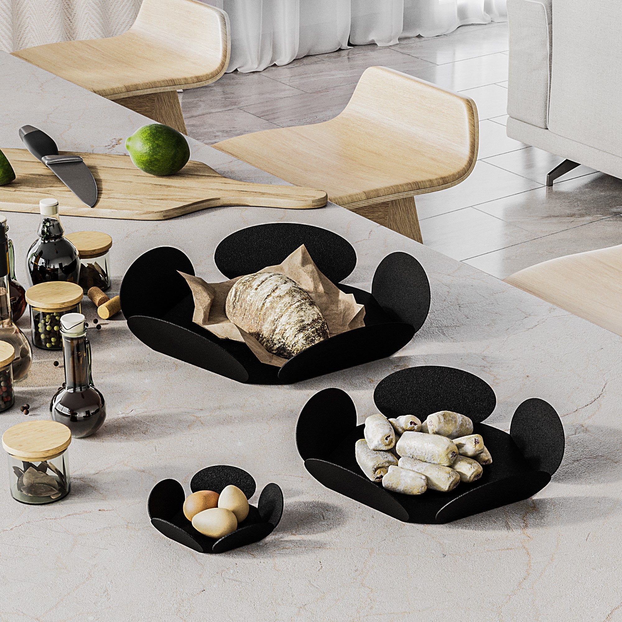 Decorative Metal Accessory Set of 3 Black | 247HFM1101