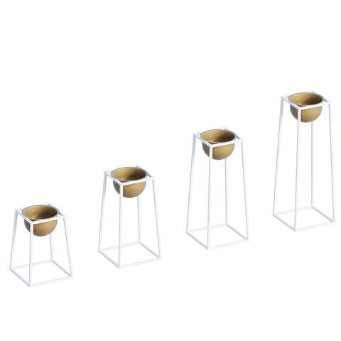Witte en gouden metalen decoratieve pot – Ontwerp 1167