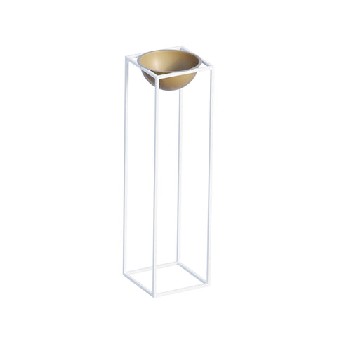 Witte en gouden metalen decoratiepot – Ontwerp 1175