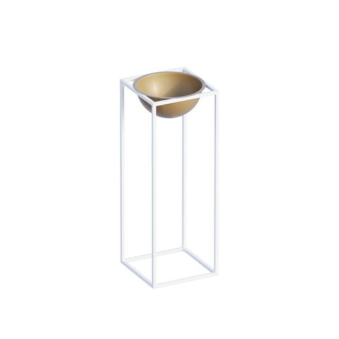 Witte en gouden metalen decoratieve pot – Ontwerp 1179