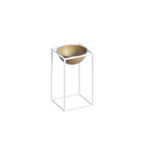 Witte en gouden metalen decoratieve pot – Ontwerp 1183