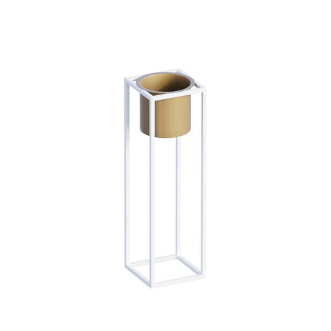 Witte en gouden metalen decoratieve pot – Ontwerp 1187
