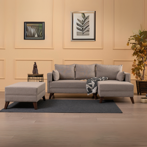 Bella – Cream L Shaped Corner Sofa Bed | Modular Sectional