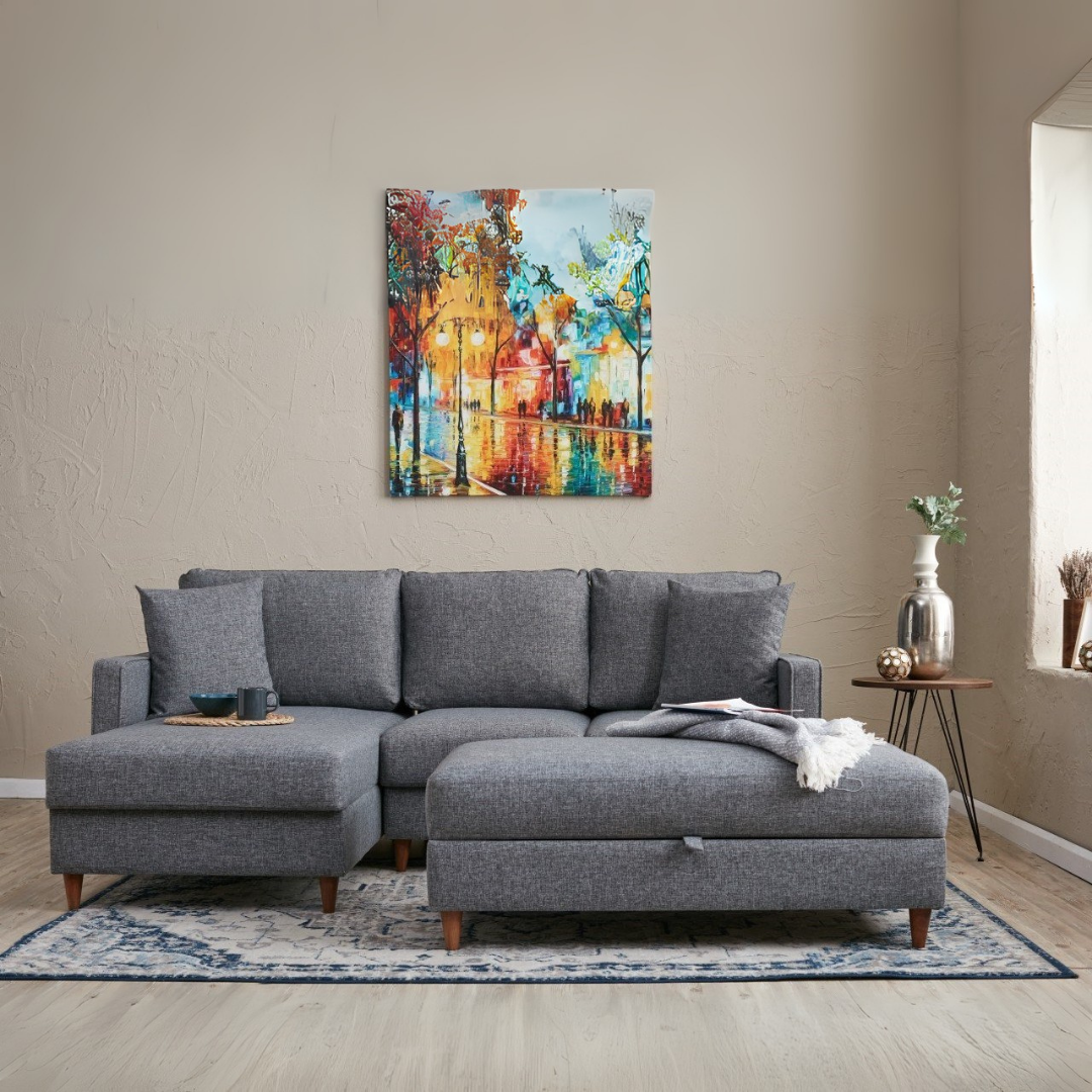 Eva – Grey L Shape Corner Sofa | Designer Sectional for Living Room