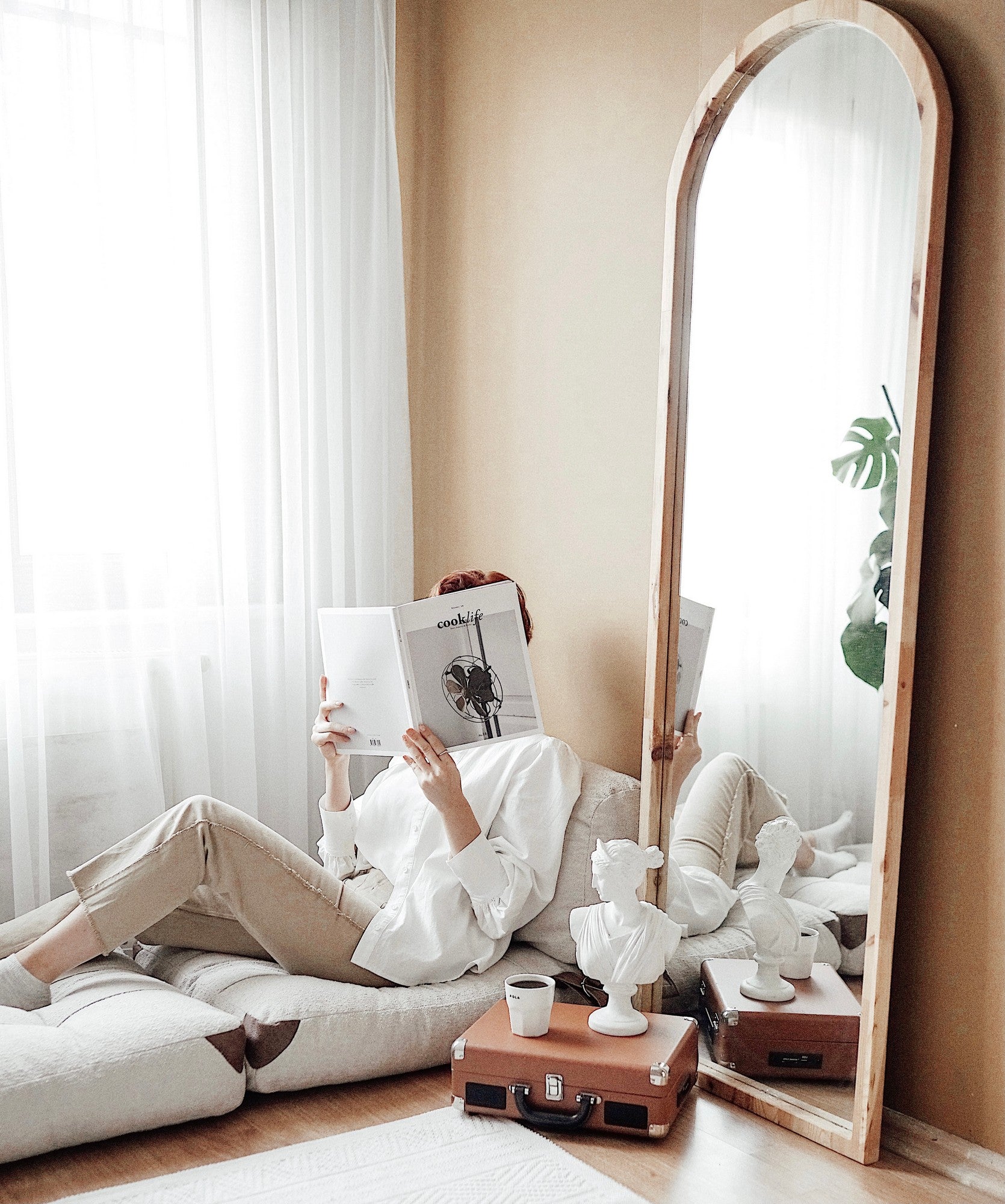 Folding 1 Seater Sofa Bed - cream Fabric | Compact Guest Bed