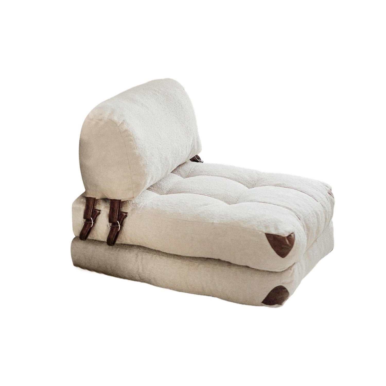 Folding 1 Seater Sofa Bed - cream Fabric | Compact Guest Bed