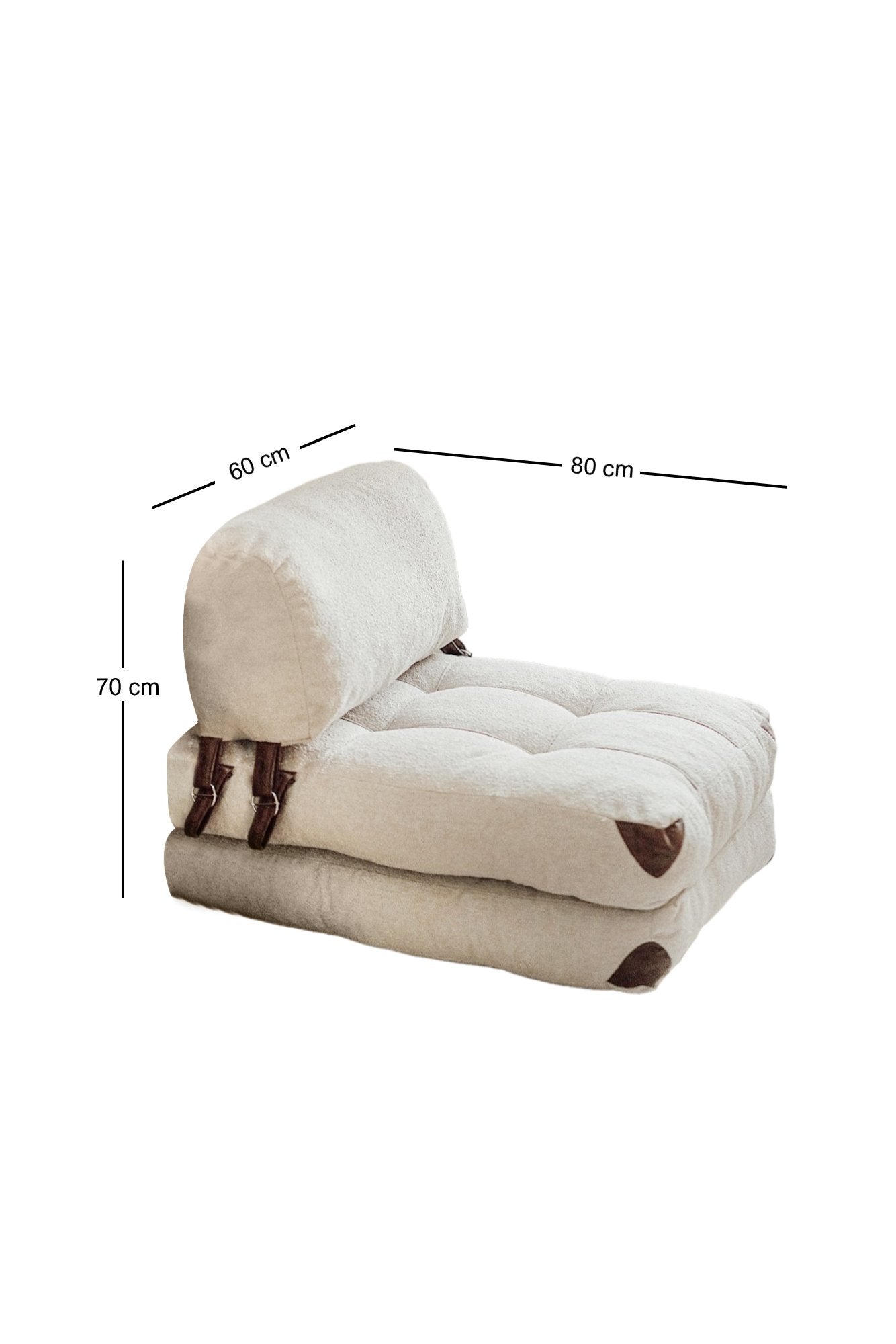 Folding 1 Seater Sofa Bed - cream Fabric | Compact Guest Bed