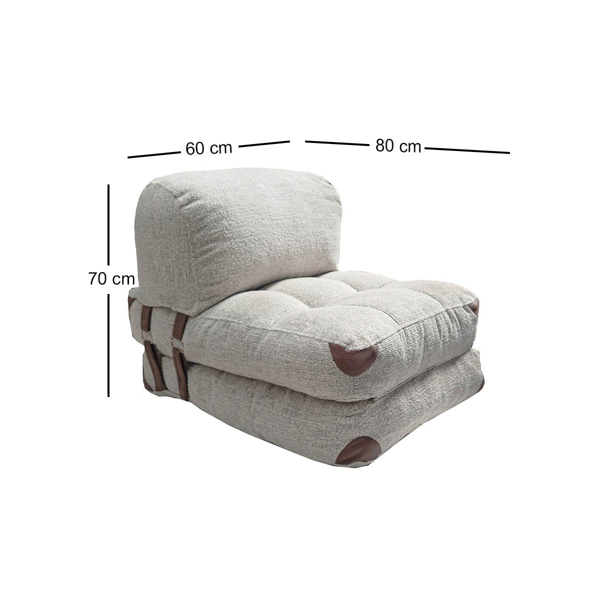 Folding Teddy 1 Seater Sofa Bed - Grey Fabric | Compact Guest Bed
