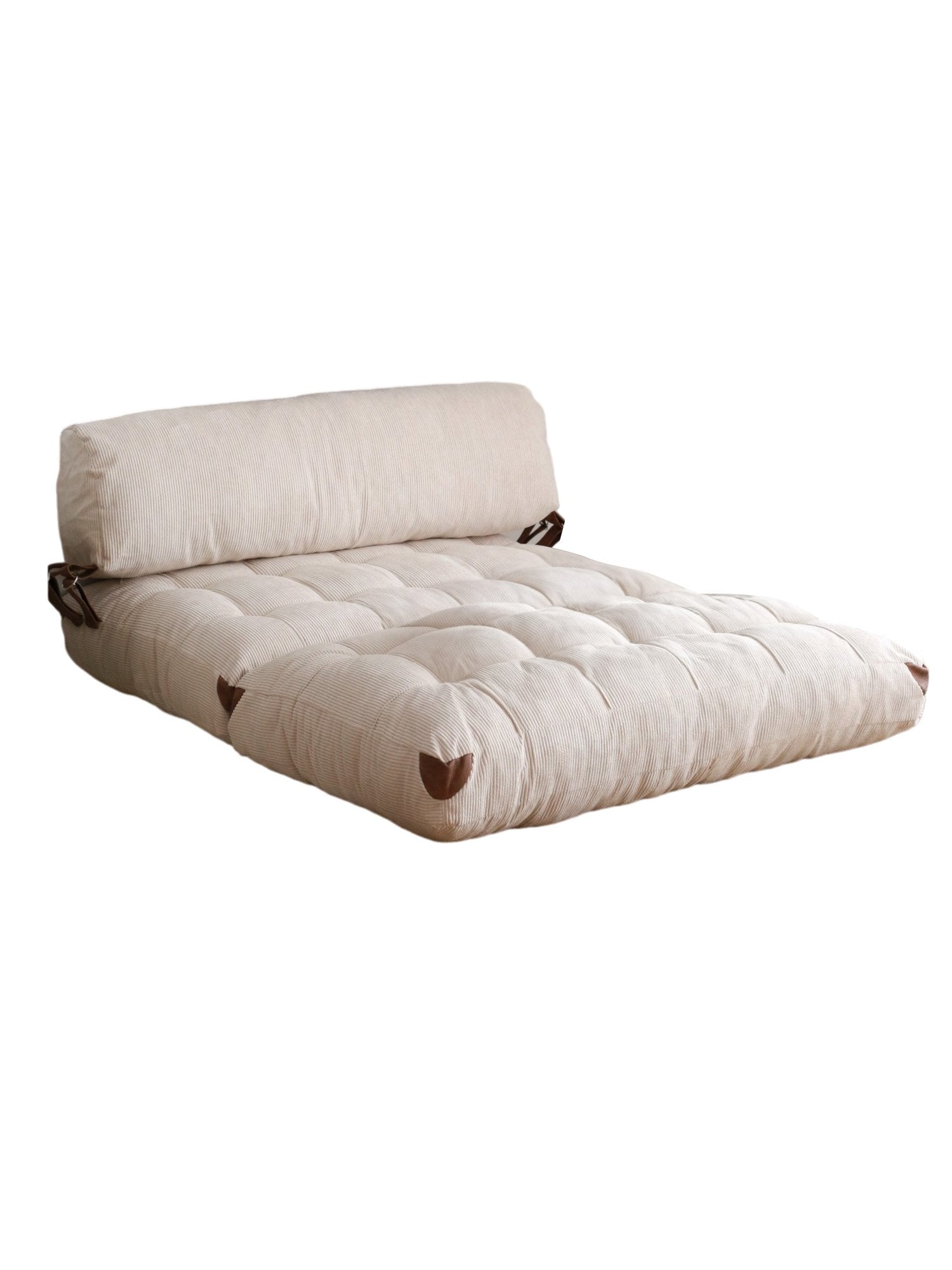 Folding Kadife 2 White Two-Seater Sofa Bed