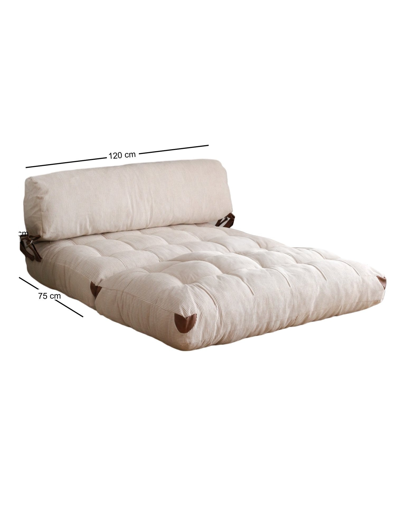 Folding Kadife 2 White Two-Seater Sofa Bed