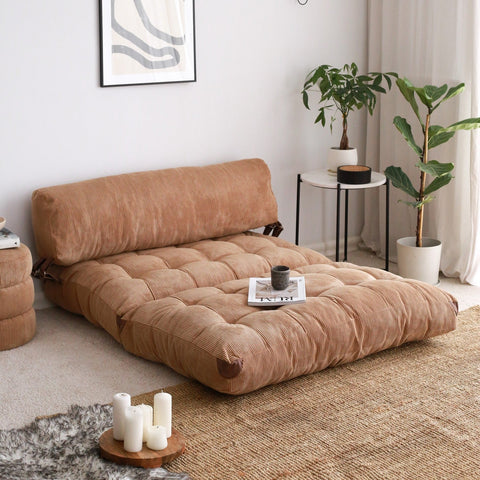 Folding Kadife 2 - Camel Two-Seater Sofa Bed