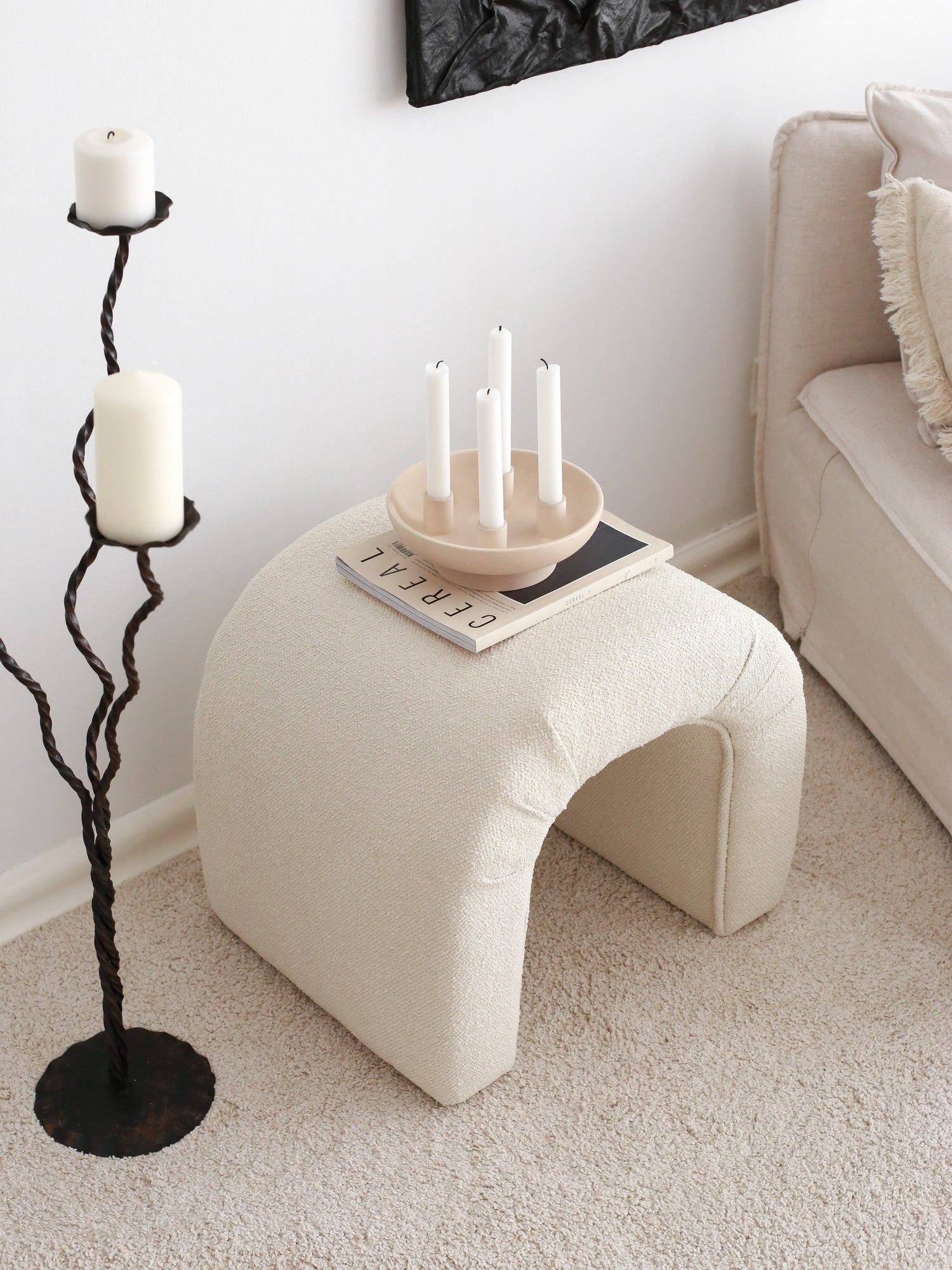 Nu Teddy - Cream  Pouffe – Modern Upholstered Ottoman