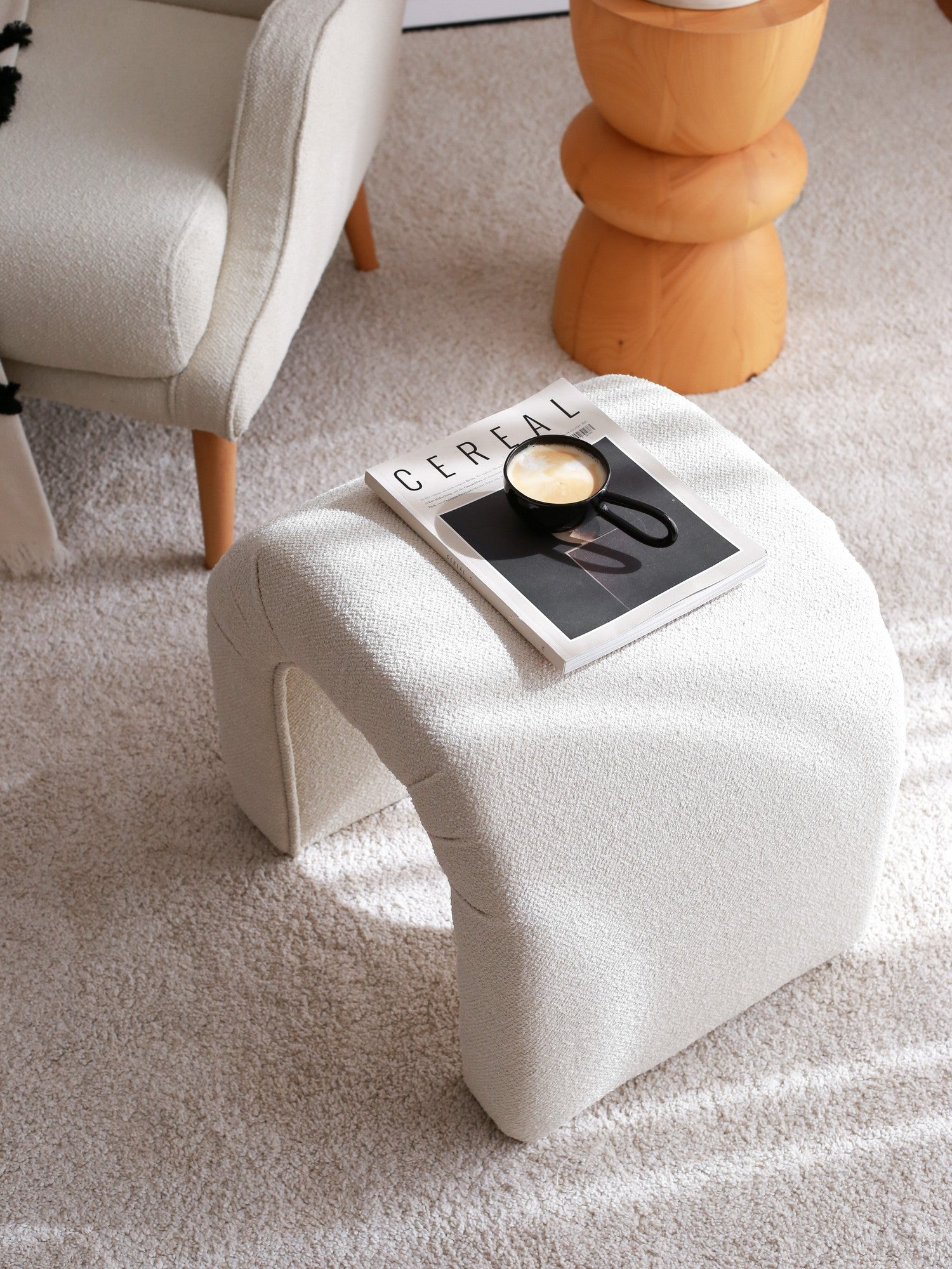 Nu Teddy - Cream  Pouffe – Modern Upholstered Ottoman