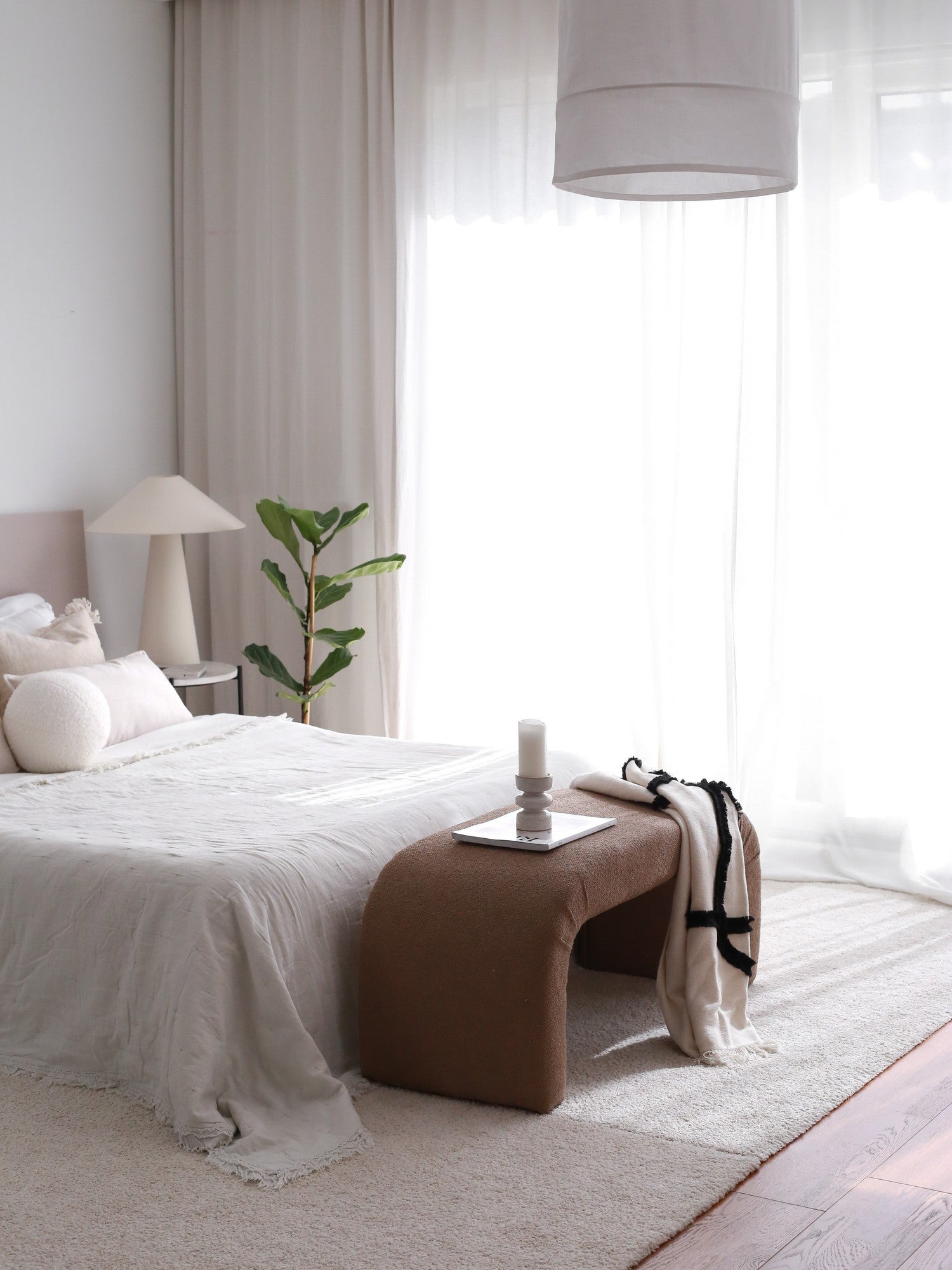 Nu Bench - Brown | Brown Pouffe – Modern Upholstered ottoman