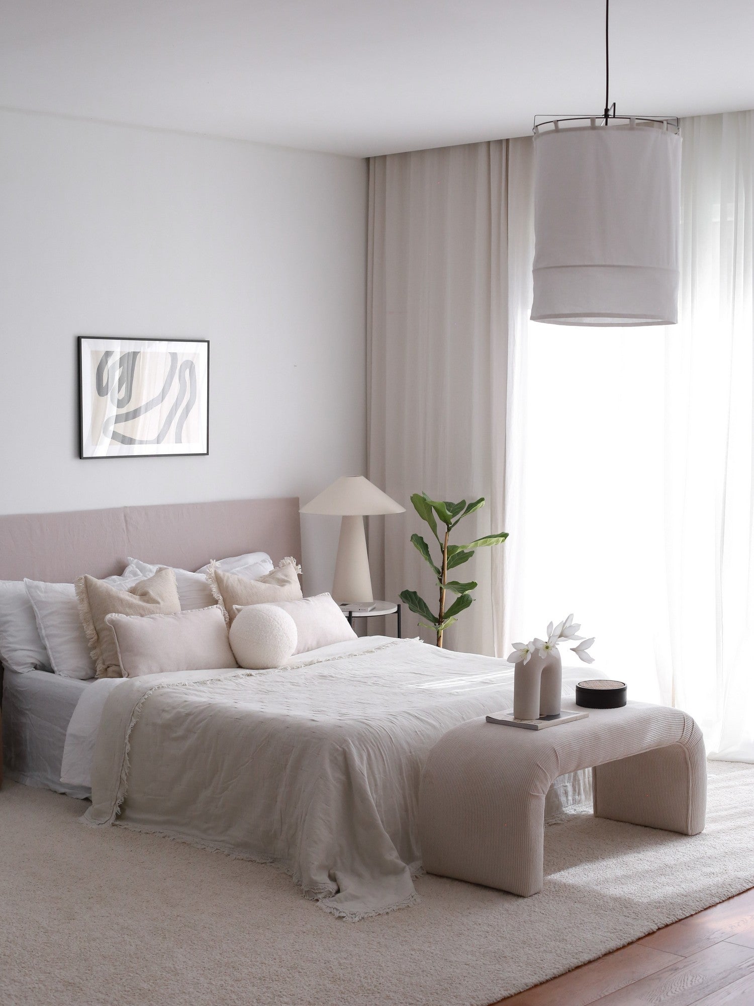 Nu Bench Fitilli  | White Pouffe – Modern Upholstered Ottoman