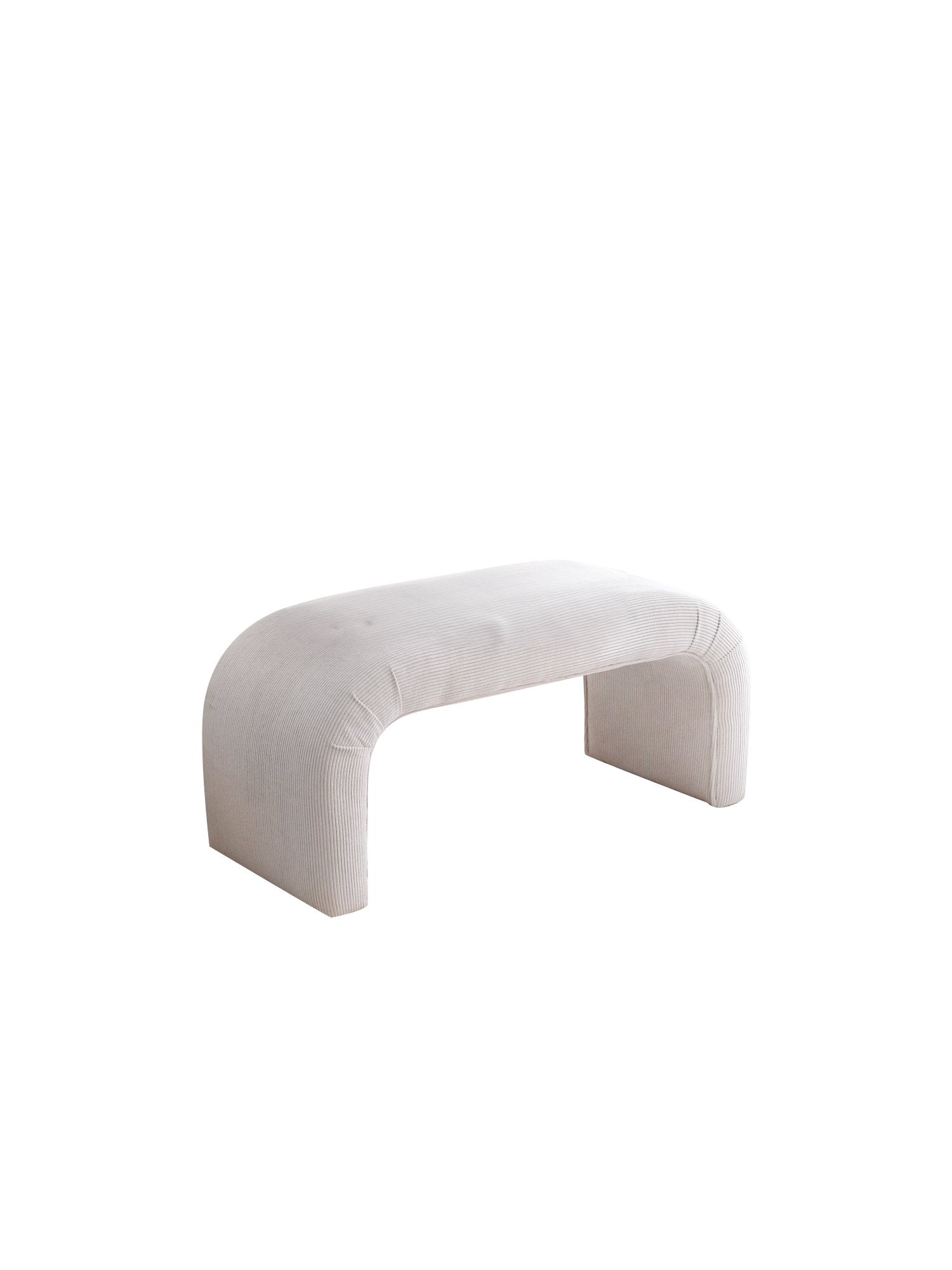 Nu Bench Fitilli  | White Pouffe – Modern Upholstered Ottoman
