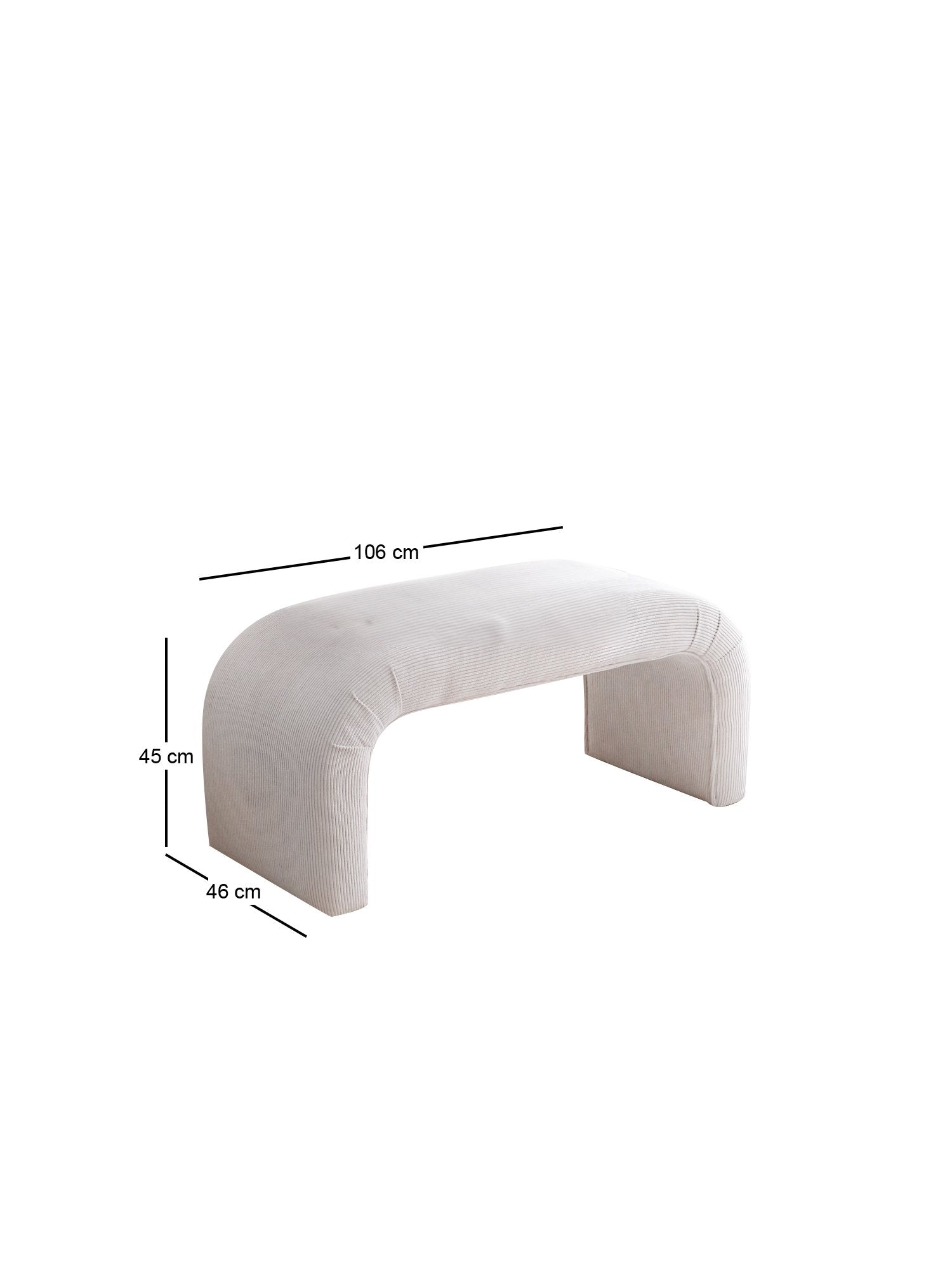 Nu Bench Fitilli  | White Pouffe – Modern Upholstered Ottoman