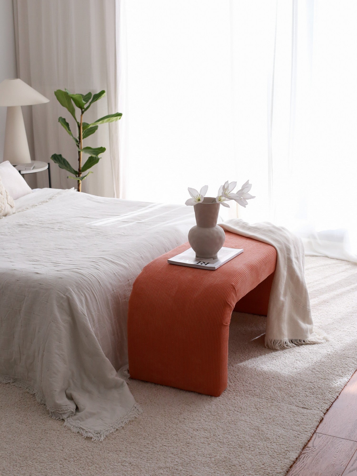 Nu Bench - | Coral Pouffe – Modern Upholstered Ottoman