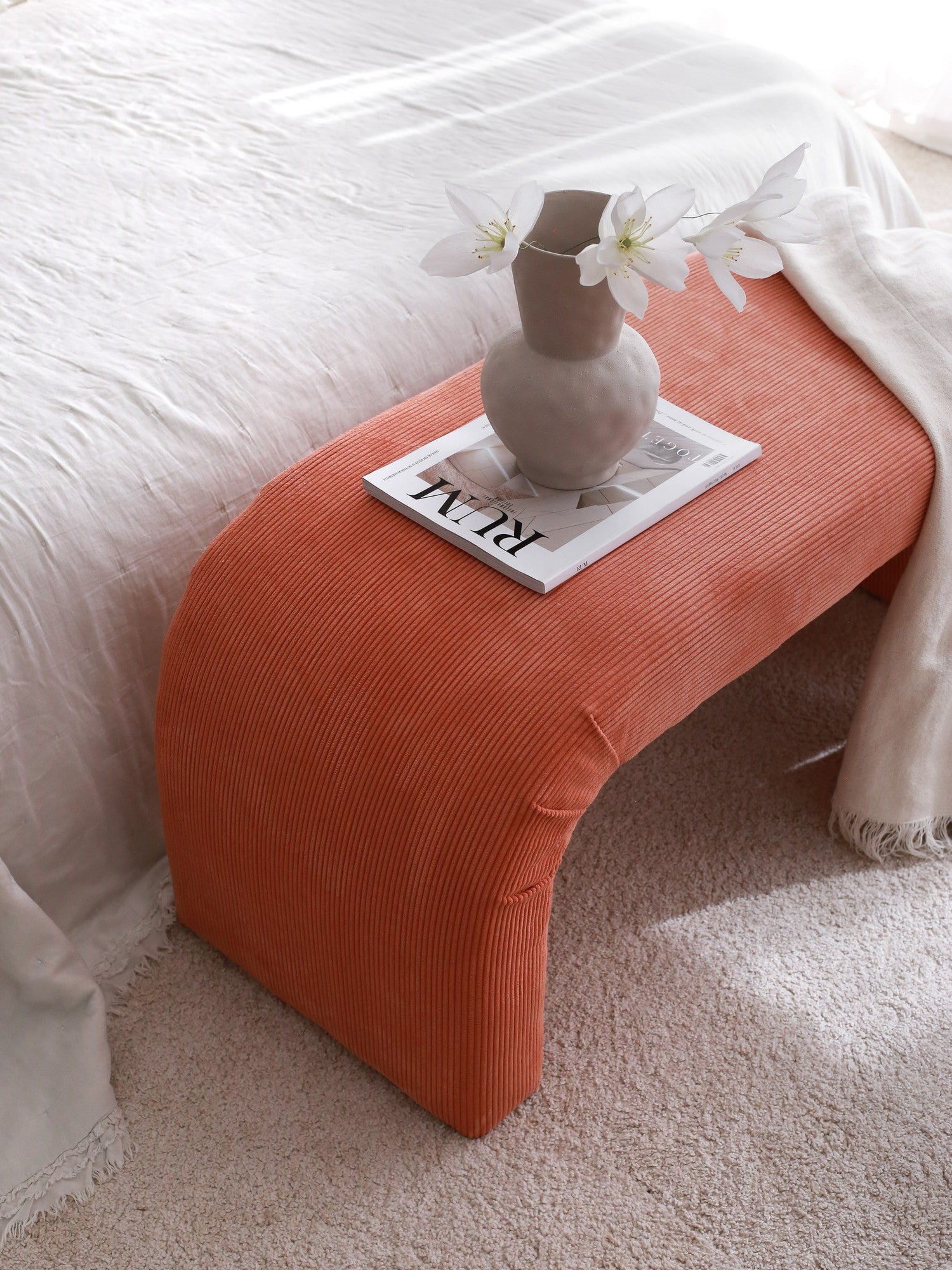Nu Bench - | Coral Pouffe – Modern Upholstered Ottoman