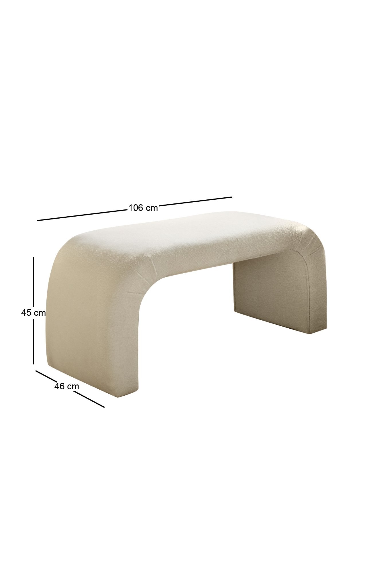 Nu Bench - | White Pouffe – Modern Upholstered Ottoman