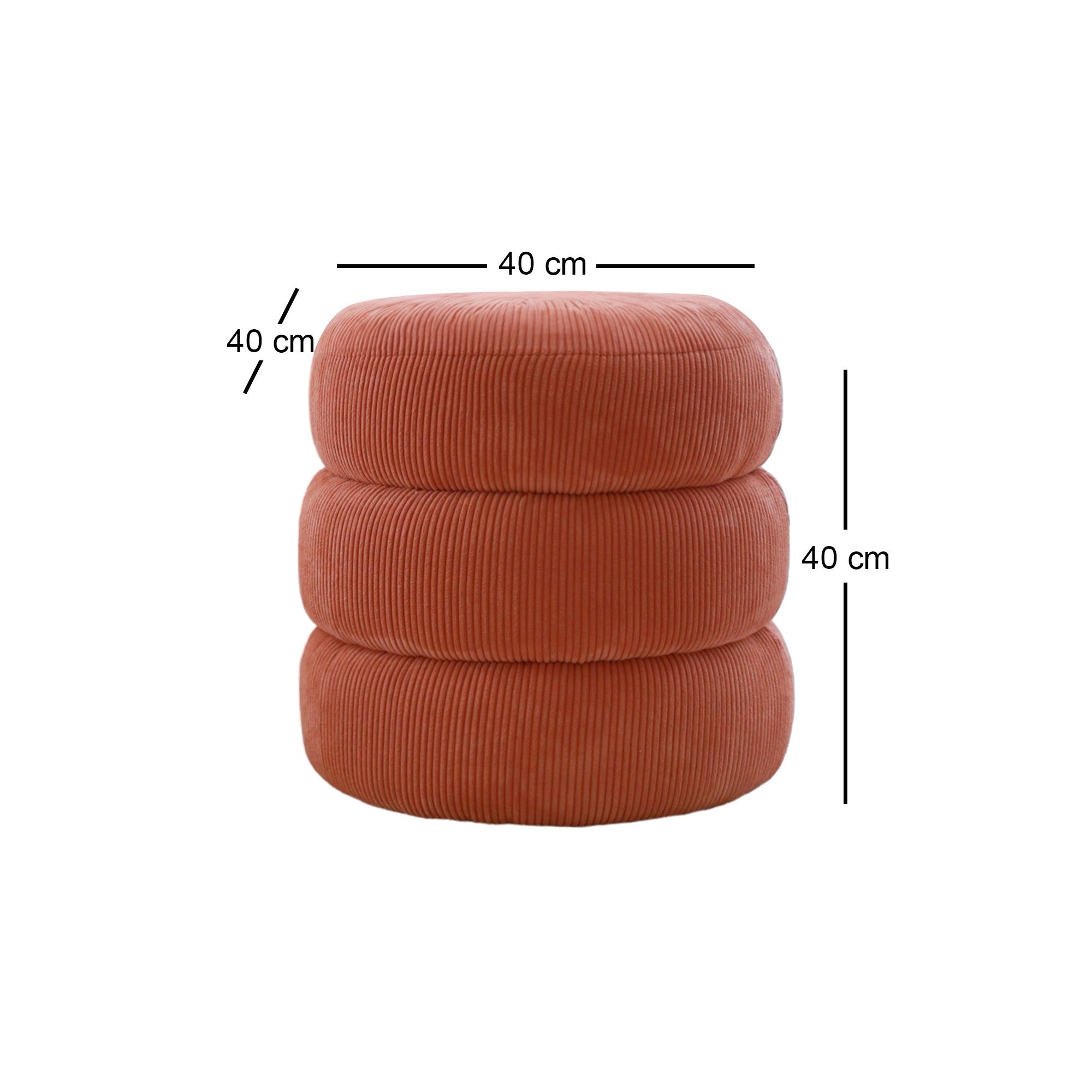 Boum - Vermilion | Coral Pouffe – Modern Upholstered Ottoman