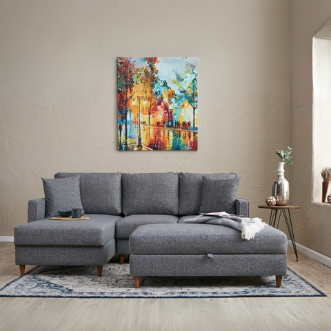 Eva – Grey L Shape Corner Sofa | Designer Sectional for Living Room