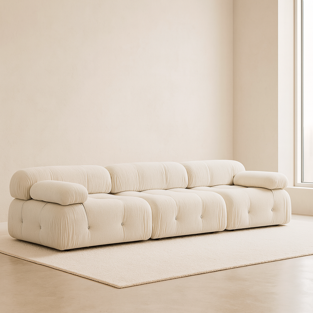 Bubble  3 Seater Sofa White curly wool| Modern Designer sofa