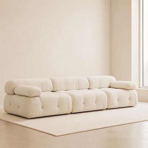 Bubble  3 Seater Sofa White curly wool| Modern Designer sofa