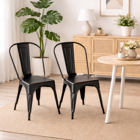 Set of 2 Lix chairs black mat - Industial Style - Outlet
