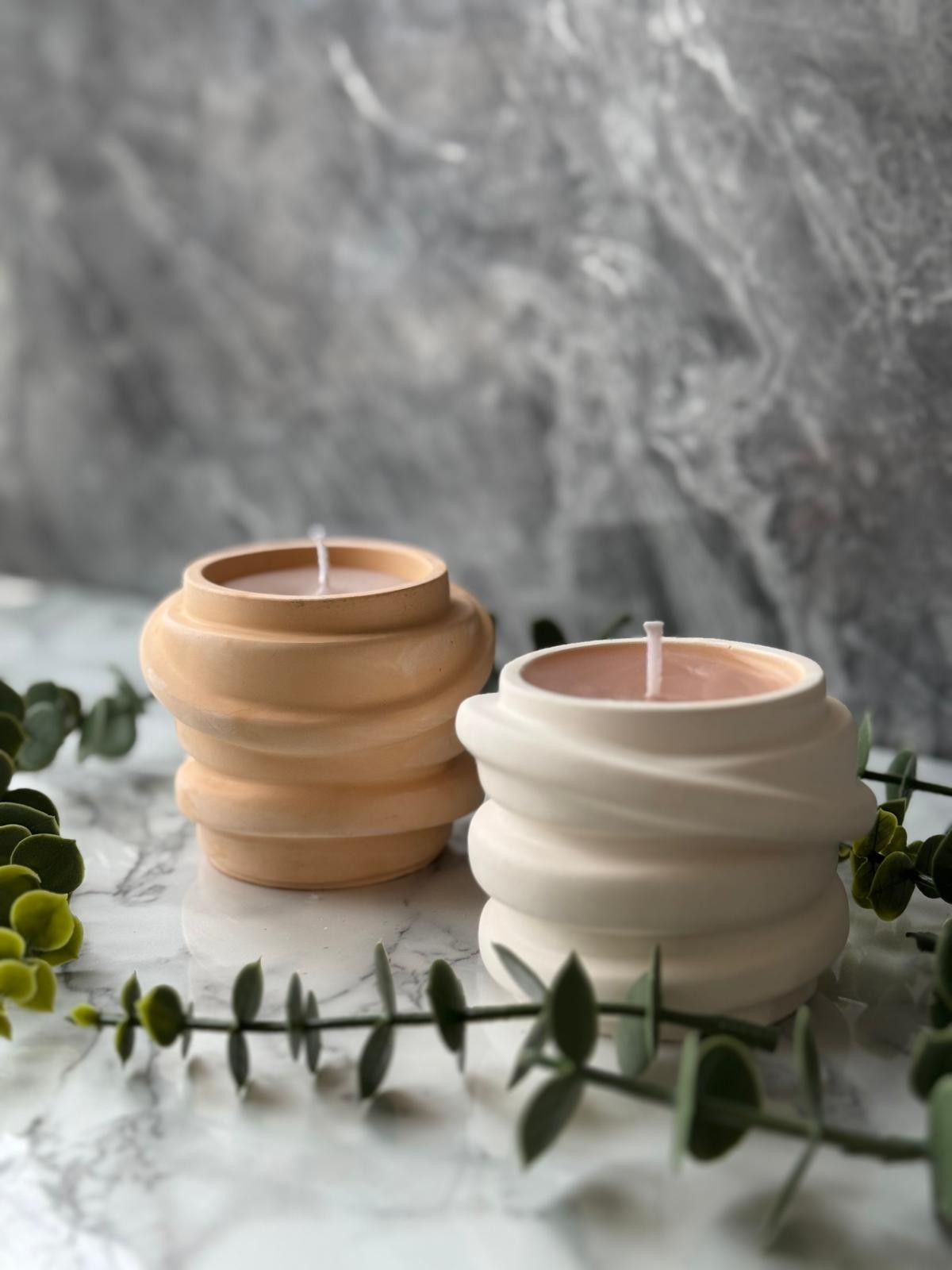 Candle Set of 2 CONCRETE | 447FLD1132