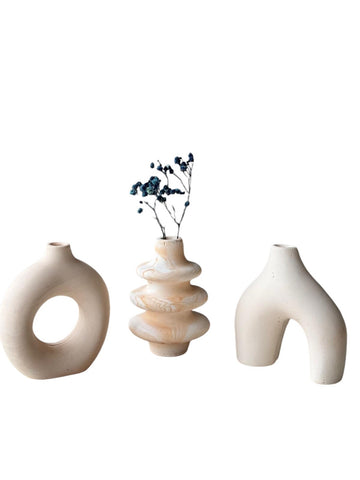 Ensemble de vases décoratifs en béton beige