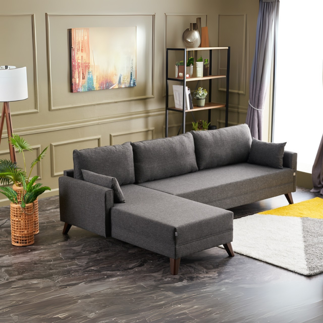 Bella – Anthracite L Shape Corner Sofa | Designer Sectional for Living Room