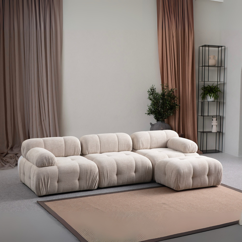 Bubble – Cream L Shape Corner Sofa | Designer Sectional for Living Room