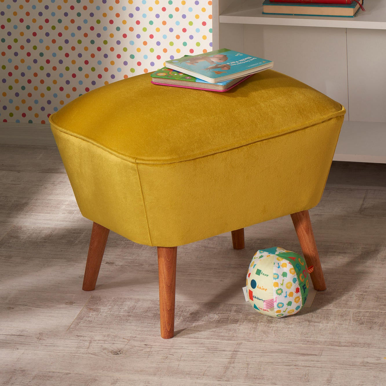 Lake View - Mustard Pouffe – Modern Upholstered Ottoman