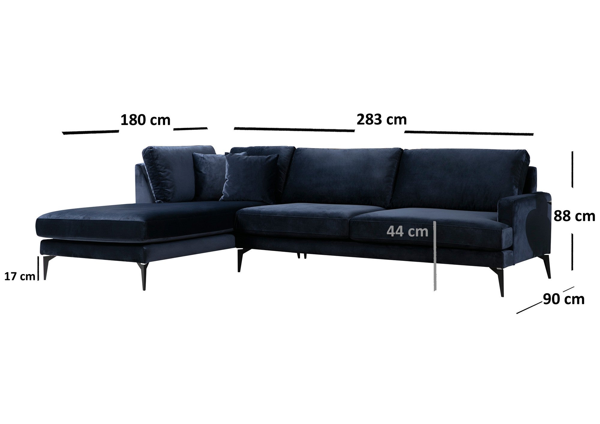 Papira – Navy Blue L Shape Corner Sofa | Designer Sectional for Living Room