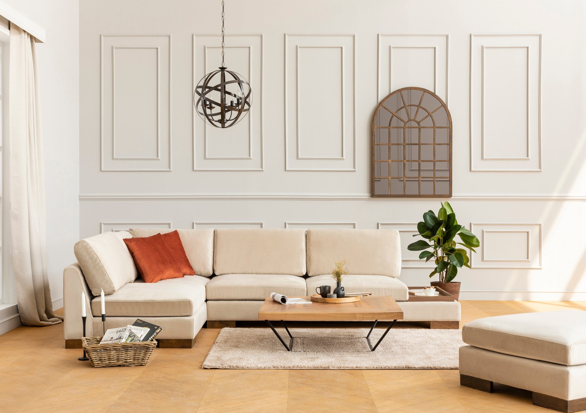 Tulip – Beige L Shape Corner Sofa | Designer Sectional for Living Room