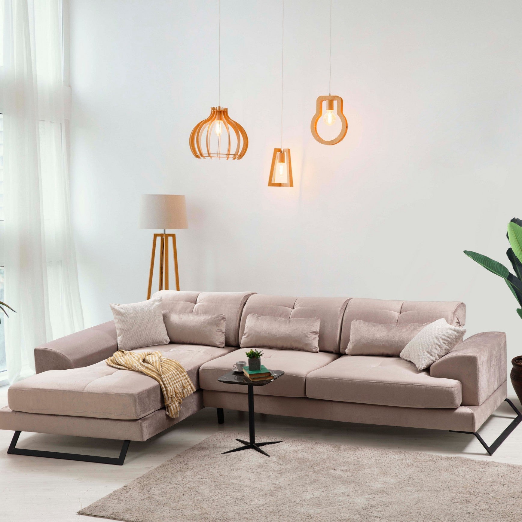 Frido – Beige L Shape Corner Sofa | Designer Sectional for Living Room