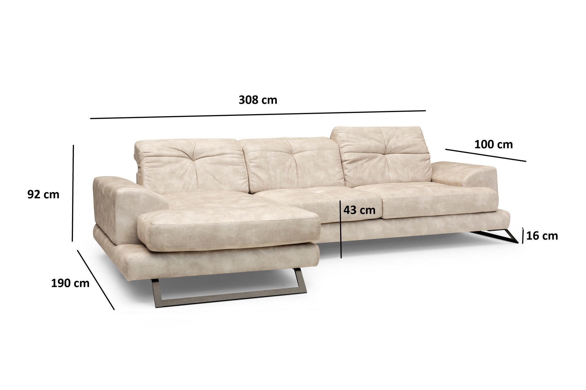 Frido – Beige L Shape Corner Sofa | Designer Sectional for Living Room