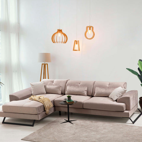 Frido – Beige L Shape Corner Sofa | Designer Sectional for Living Room