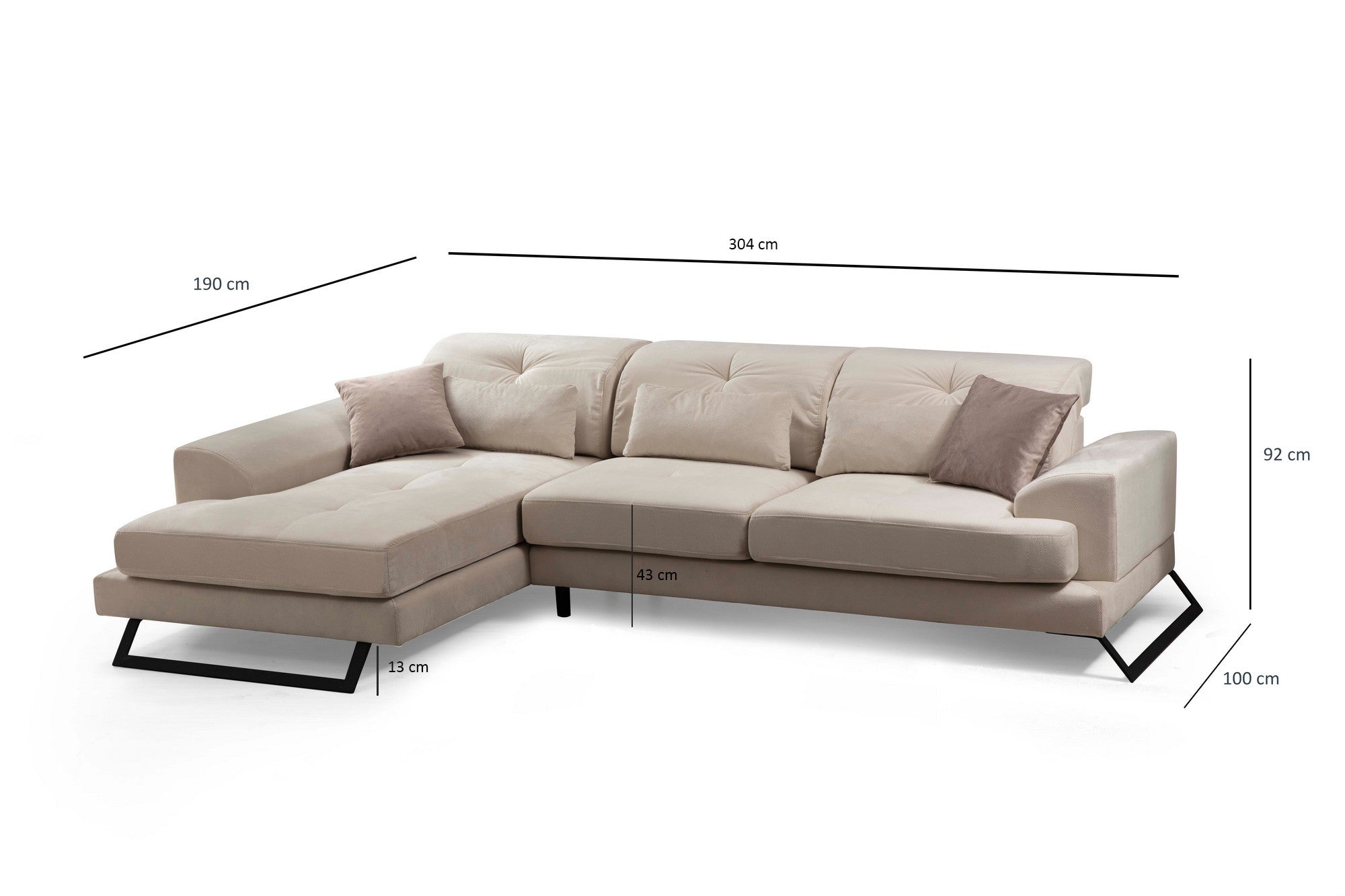 Frido – Ecru L Shape Corner Sofa | Designer Sectional for Living Room