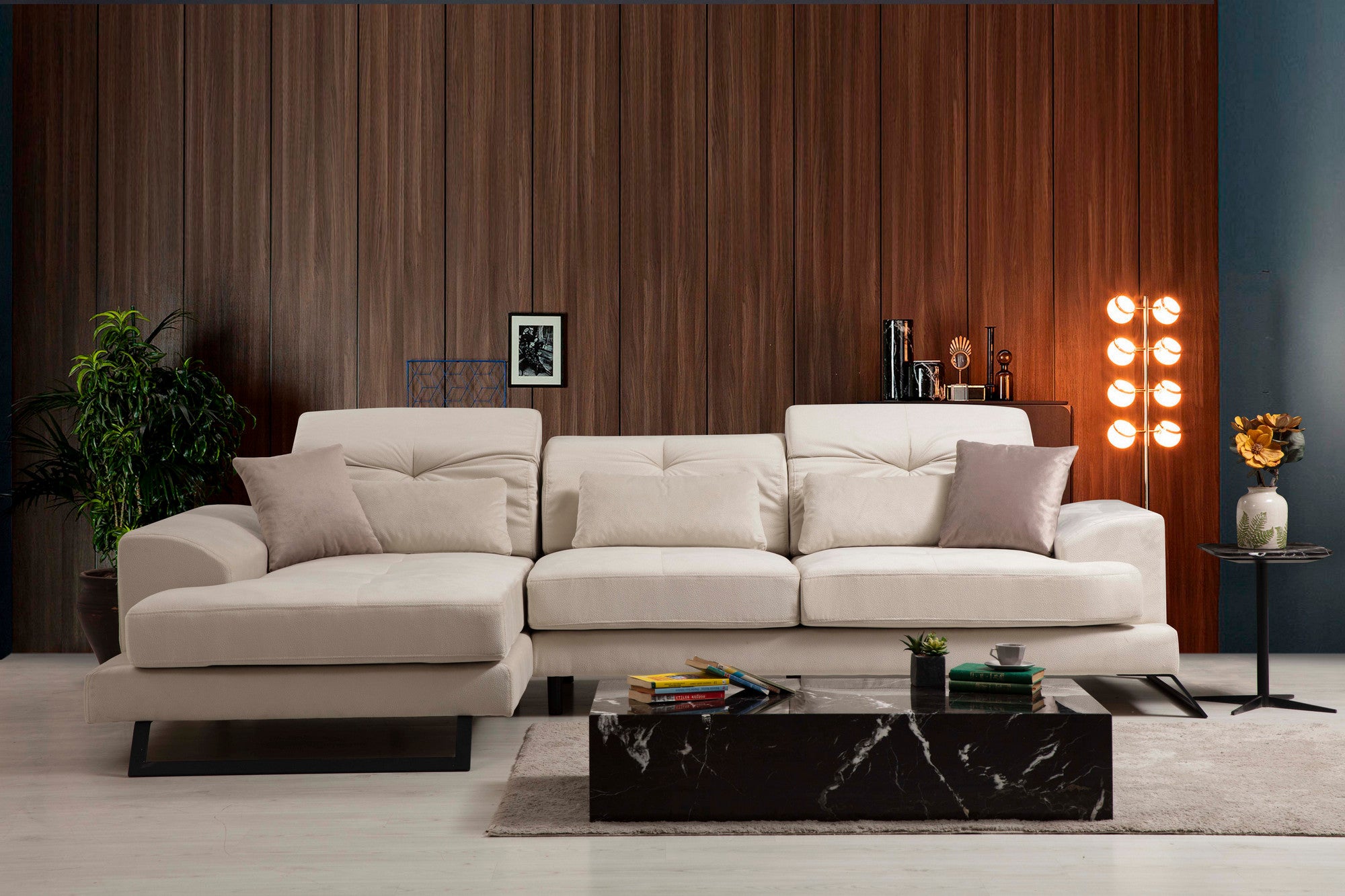 Frido – Ecru L Shape Corner Sofa | Designer Sectional for Living Room