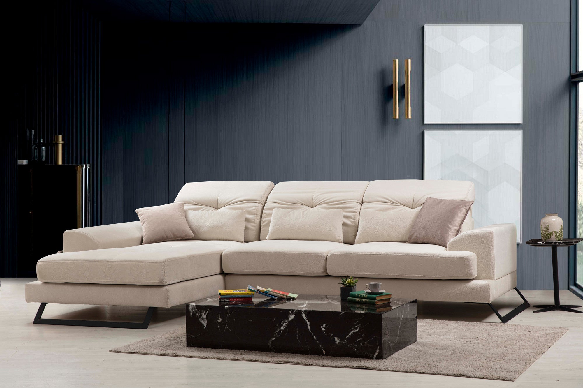 Frido – Ecru L Shape Corner Sofa | Designer Sectional for Living Room