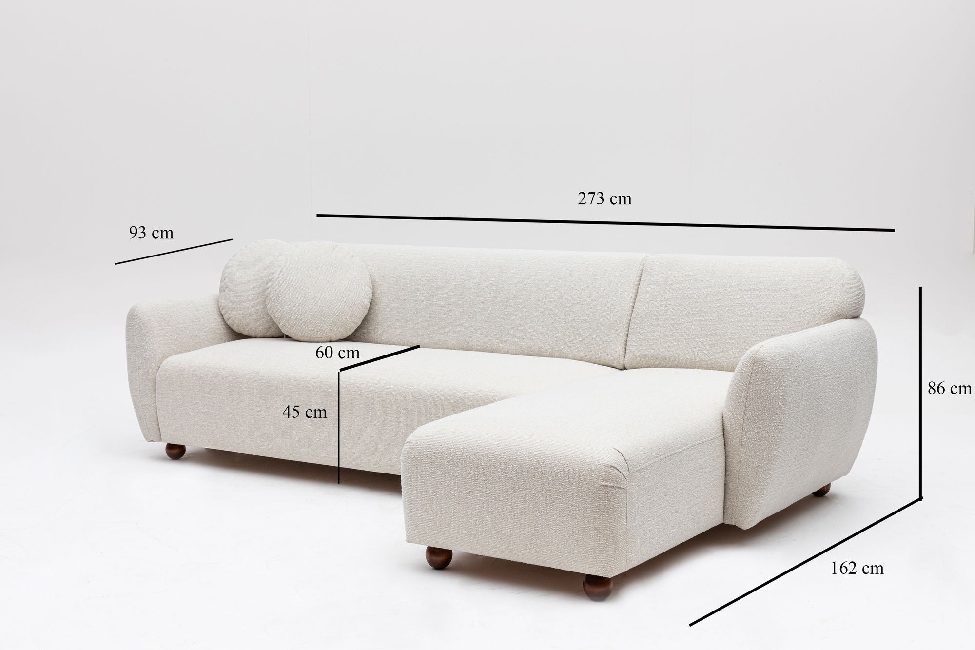 Eddy – White L Shape Corner Sofa | Designer Sectional for Living Room