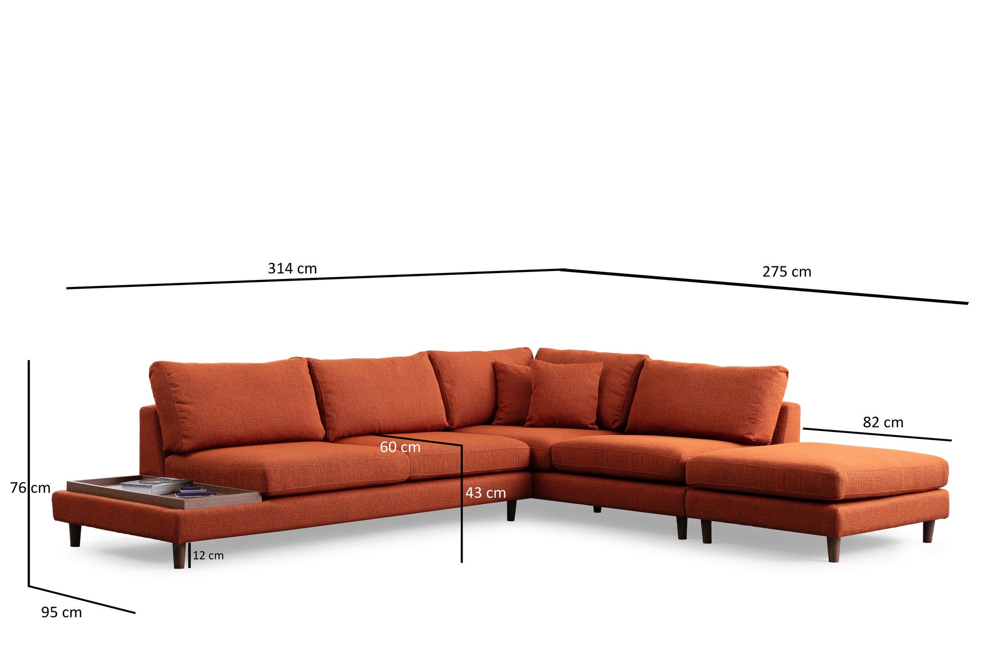 New – Orange L Shape Corner Sofa | Designer Sectional for Living Room