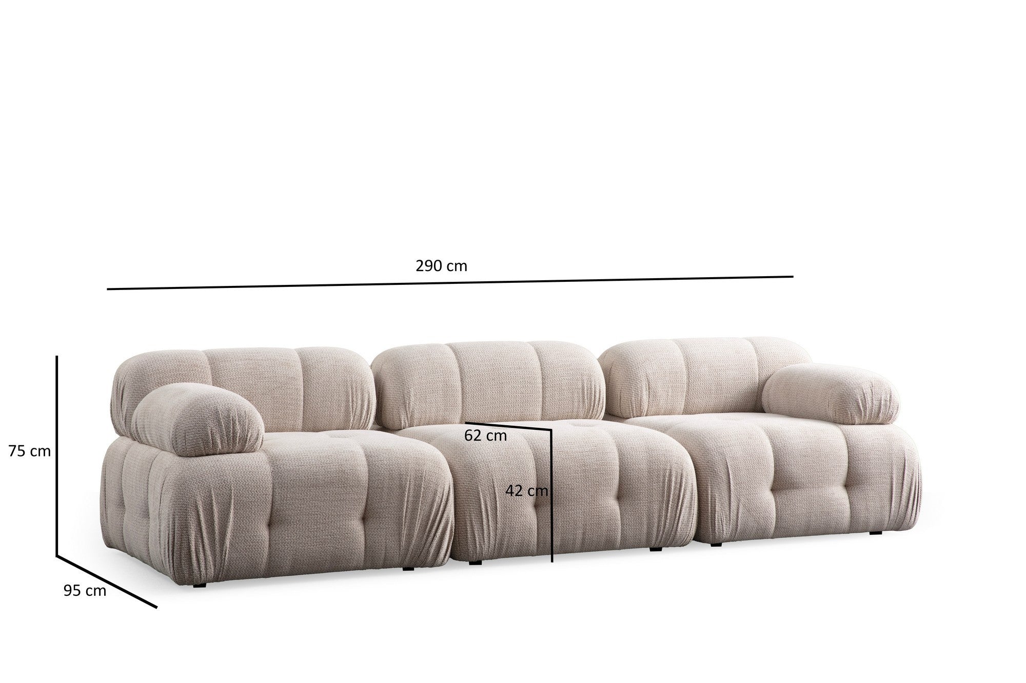 Petite – Cream L Shape Corner Sofa | Designer Sectional for Living Room