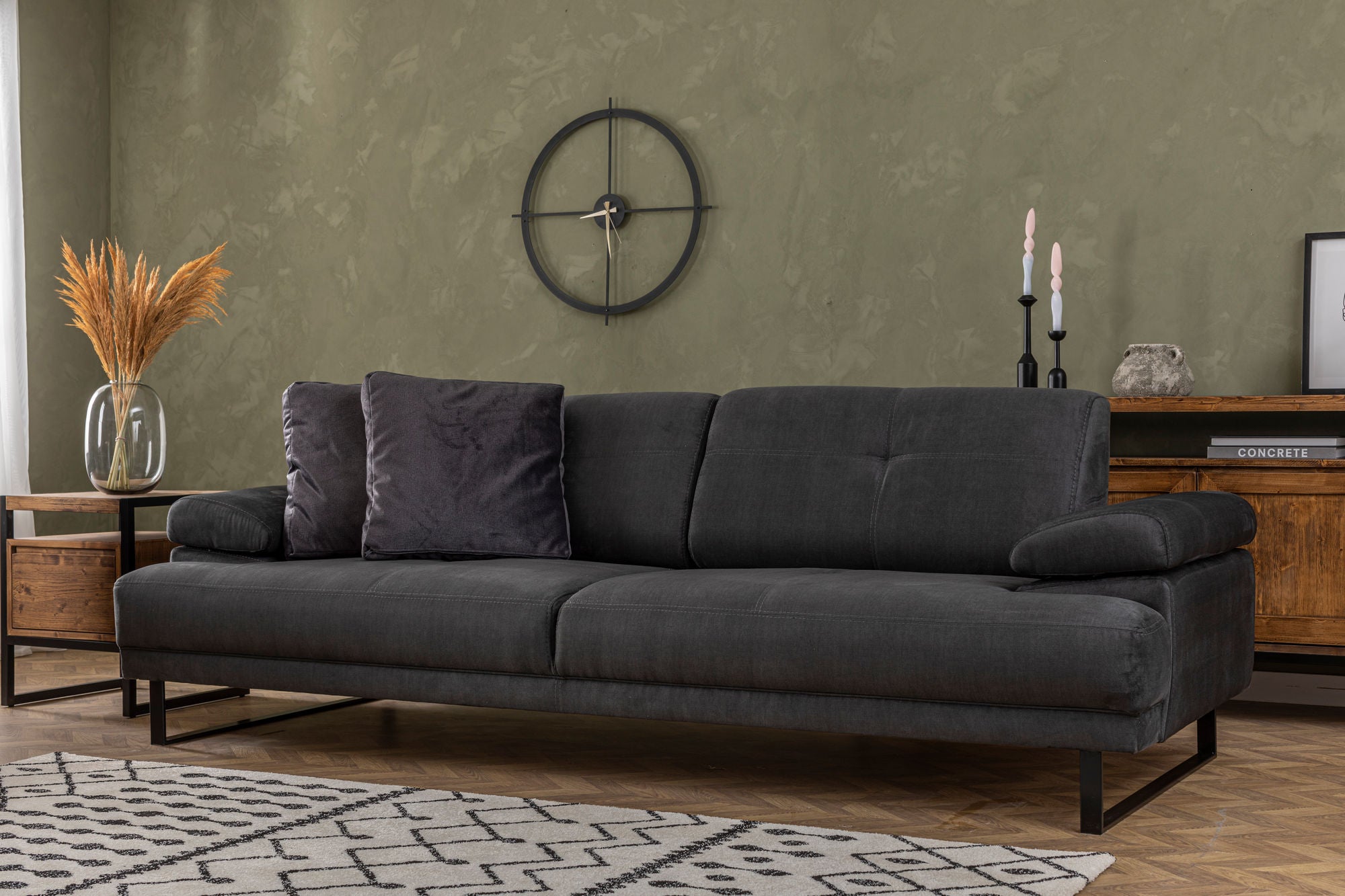 Mustang - Anthracite 3-Seater Sofa - Anthracite