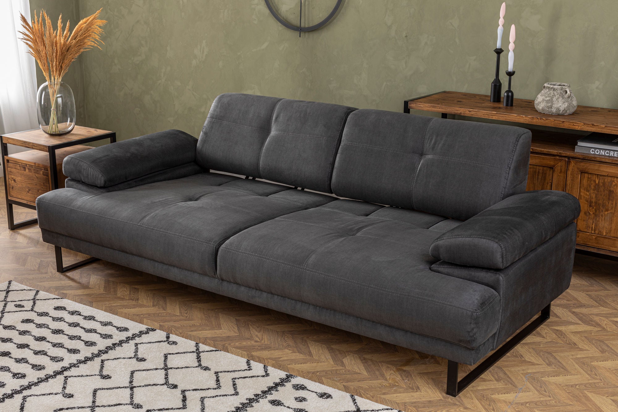 Mustang - Anthracite 3-Seater Sofa - Anthracite