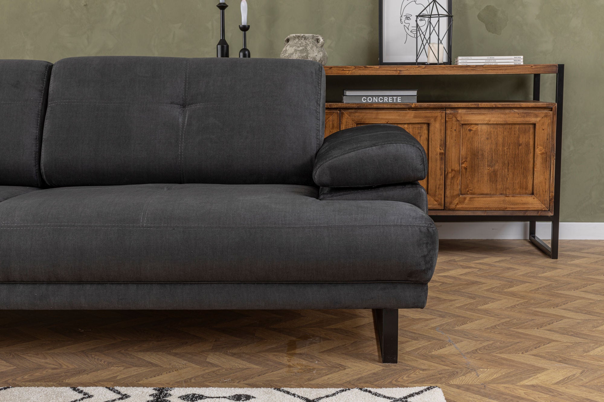 Mustang - Anthracite 3-Seater Sofa - Anthracite